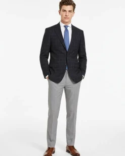 Men's Calvin Klein Navy Blue Windowpane Slim Fit Wool Blazer Sportcoat