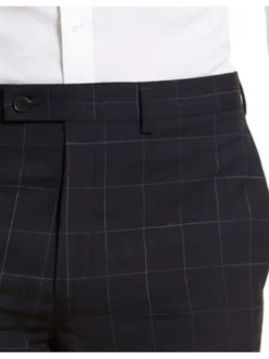 Men's Calvin Klein Navy Blue Windowpane Slim Fit Wool Suit