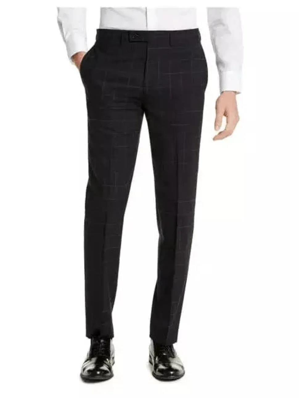Men's Calvin Klein Navy Blue Windowpane Slim Fit Wool Suit