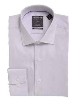 Mens Classic Fit Gray Tonal Mini Checked Shirt Spread Collar Cotton Dress Shirt