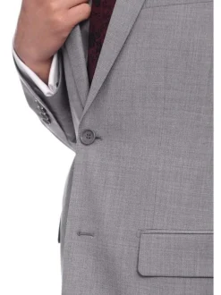 Mens Classic Fit Light Gray Heather Two Button Wool Blazer Sportcoat