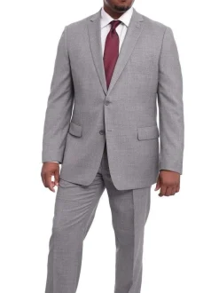 Mens Classic Fit Light Gray Heather Two Button Wool Blazer Sportcoat
