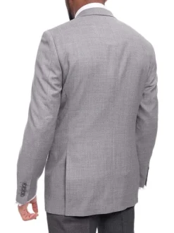 Mens Classic Fit Light Gray Heather Two Button Wool Blazer Sportcoat