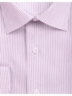 Mens Classic Fit Purple Striped Spread Collar Easy Care Cotton Dress Shirt