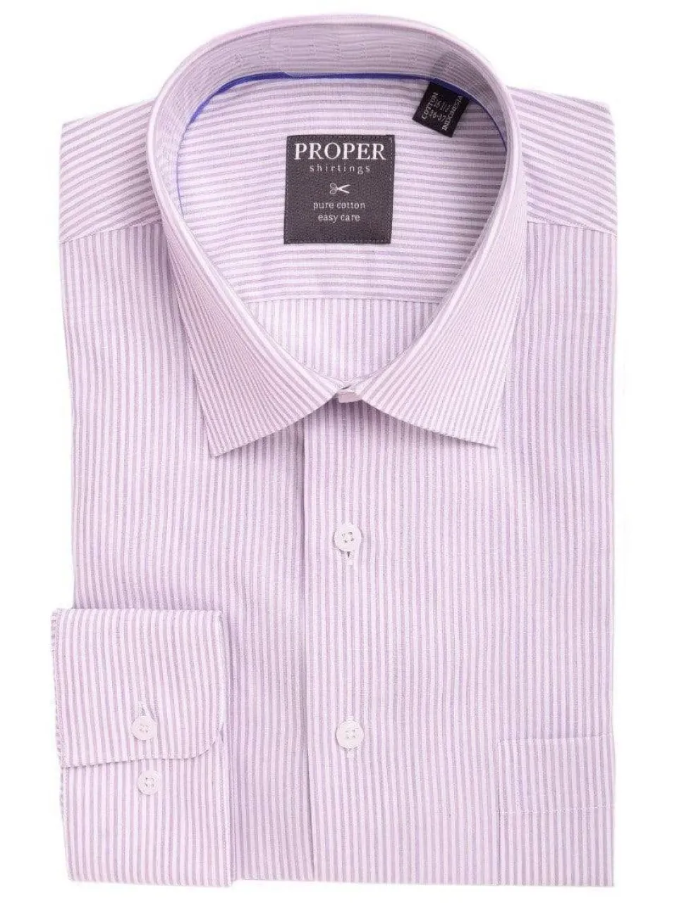 Mens Classic Fit Purple Striped Spread Collar Easy Care Cotton Dress Shirt