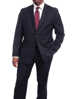 Men’s Classic Fit Solid Navy Two Button 100% Wool Suit
