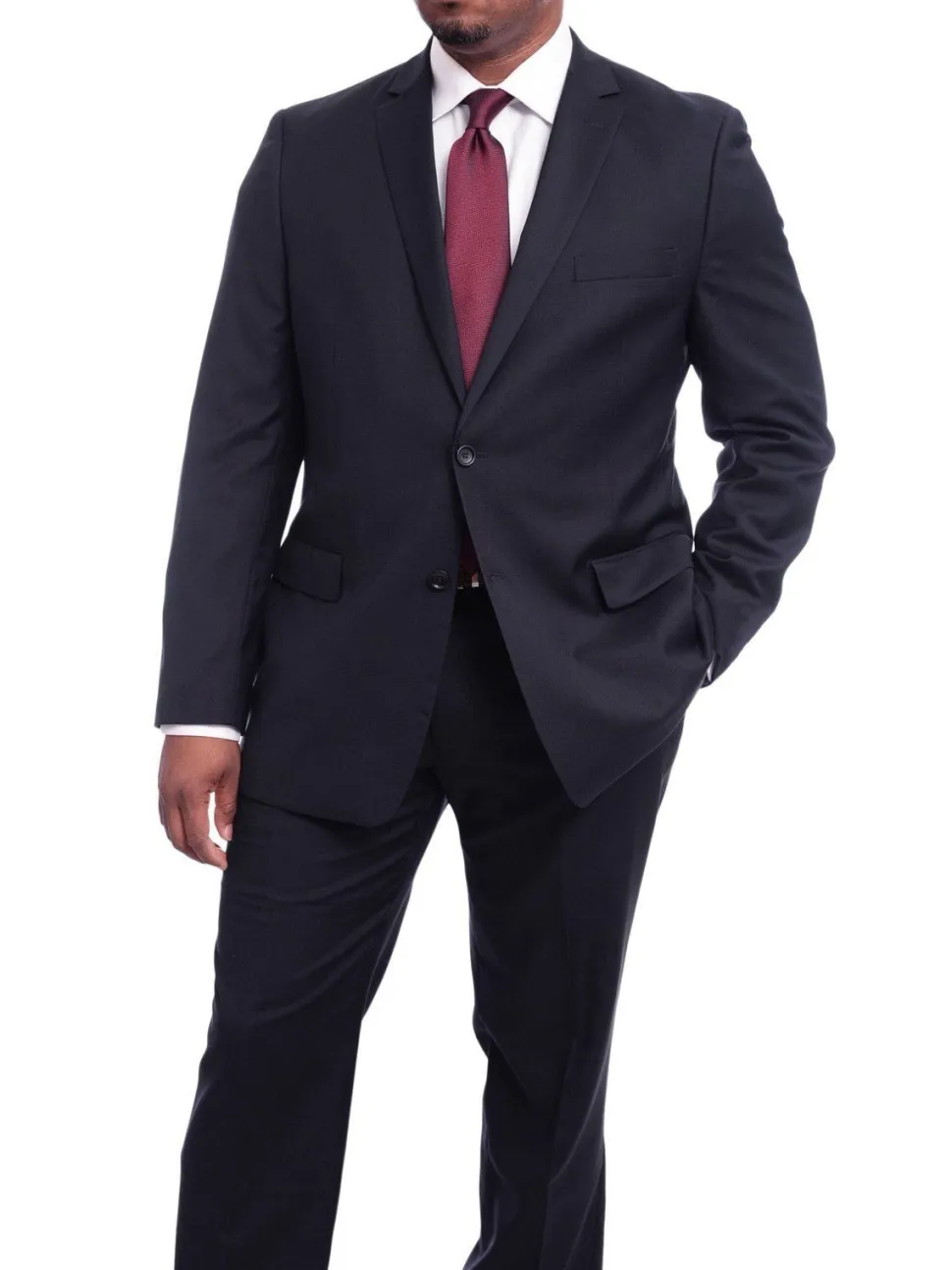Men’s Classic Fit Solid Navy Two Button 100% Wool Suit