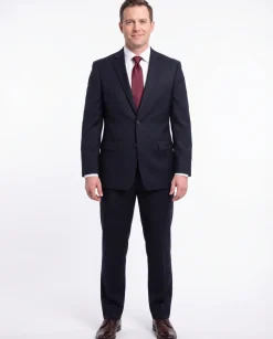 Men’s Classic Fit Solid Navy Two Button 100% Wool Suit