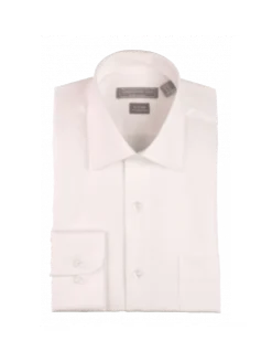 Men's Classic Fit Solid Off White Spread Collar Wrinkle Free 100% Cotton Dress Shirt