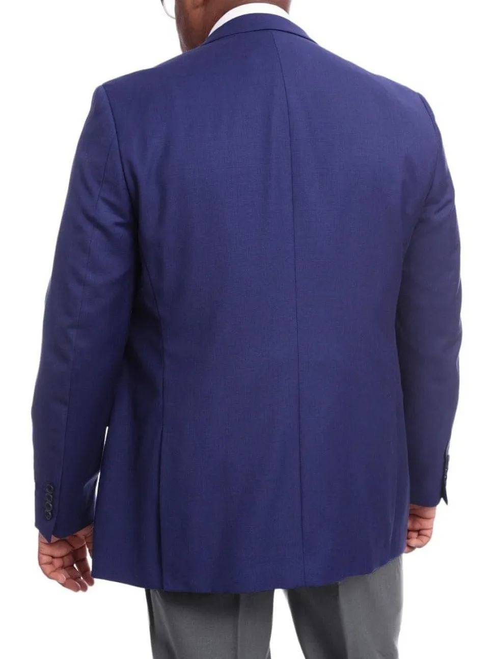 Mens Classic Fit Solid Royal Blue Two Button Wool Blazer Sportcoat