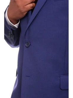 Mens Classic Fit Solid Royal Blue Two Button Wool Blazer Sportcoat
