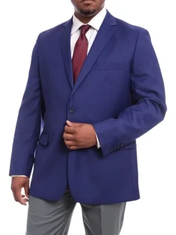 Mens Classic Fit Solid Royal Blue Two Button Wool Blazer Sportcoat
