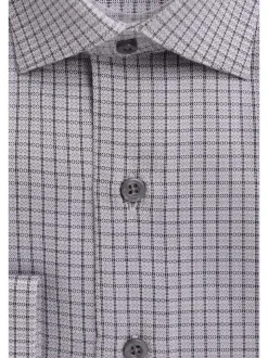 Mens Classic Fit Striped With Mini Diamonds Spread Collar Cotton Dress Shirt