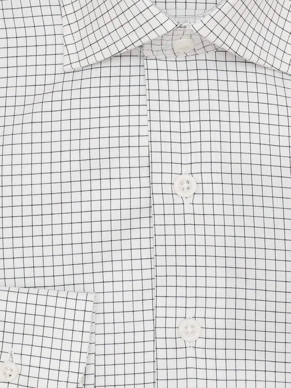 Men's Cotton Black & White Plaid Contemporary Fit Spread Collar Wrinkle Free Dress Shirt