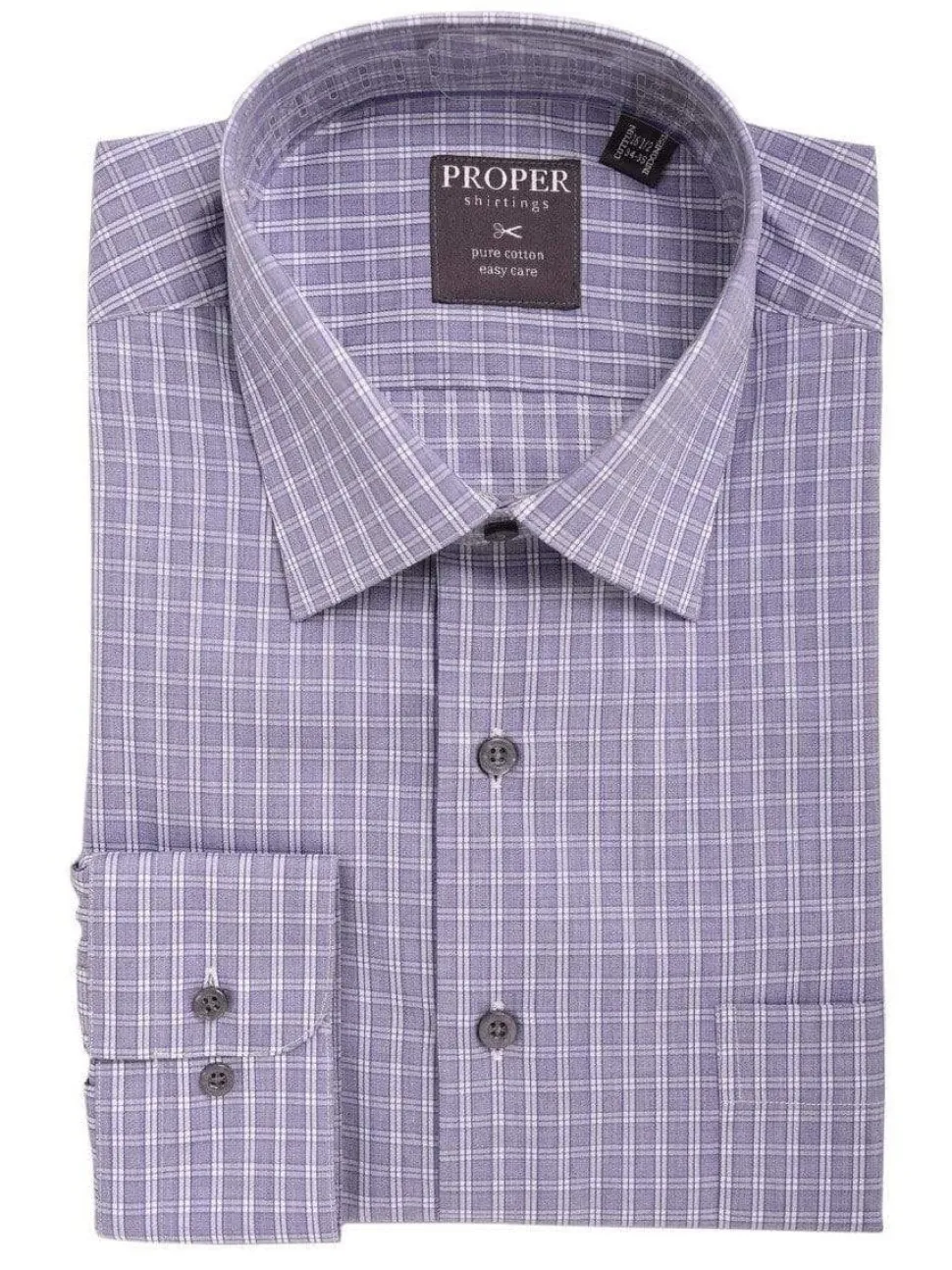 Mens Cotton Blue Plaid Check Spread Collar Classic Fit Dress Shirt