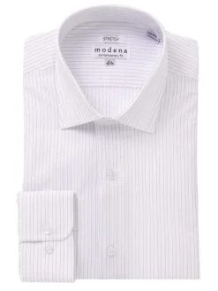 Mens Cotton Blue Striped Slim Fit Stretch Dress Shirt