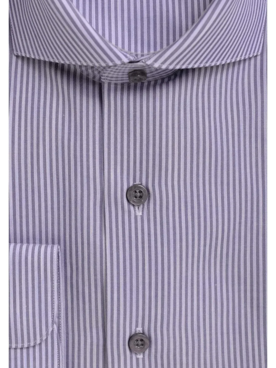 Mens Cotton Blue Striped Slim Fit Spread Collar Easy Care Dress Shirt