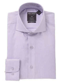 Mens Cotton Lavender Purple Cutaway Collar Slim Fit Dress Shirt