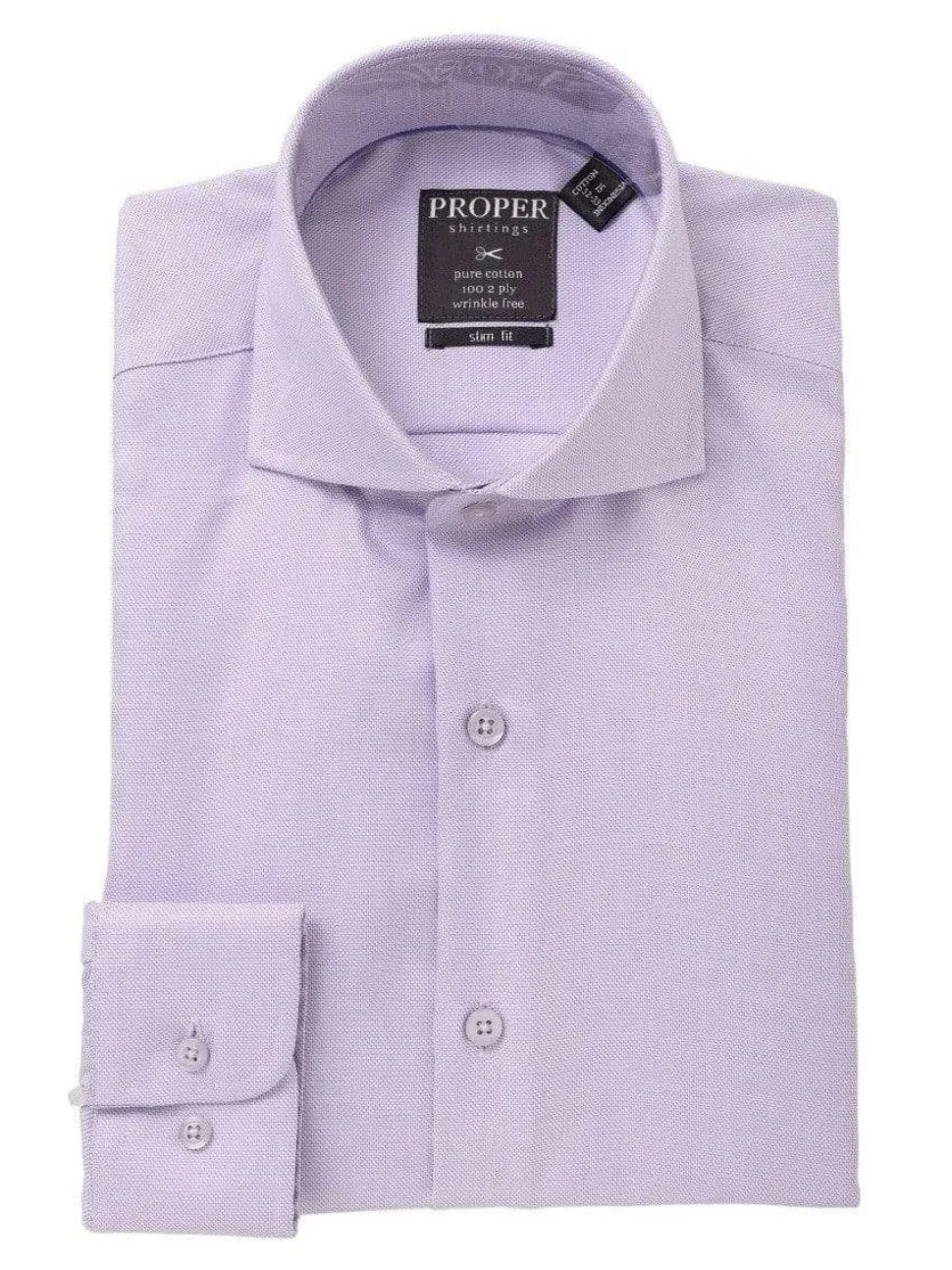 Mens Cotton Lavender Purple Cutaway Collar Slim Fit Dress Shirt