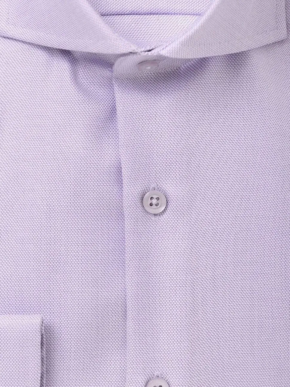 Mens Cotton Lavender Purple Cutaway Collar Slim Fit Dress Shirt
