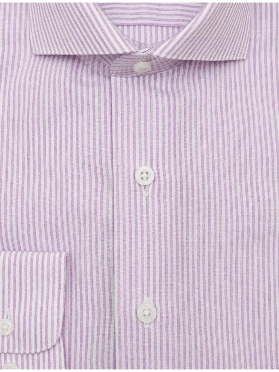 Mens Cotton Lavender Striped Slim Fit Cutaway Collar Easy Care Dress Shirt