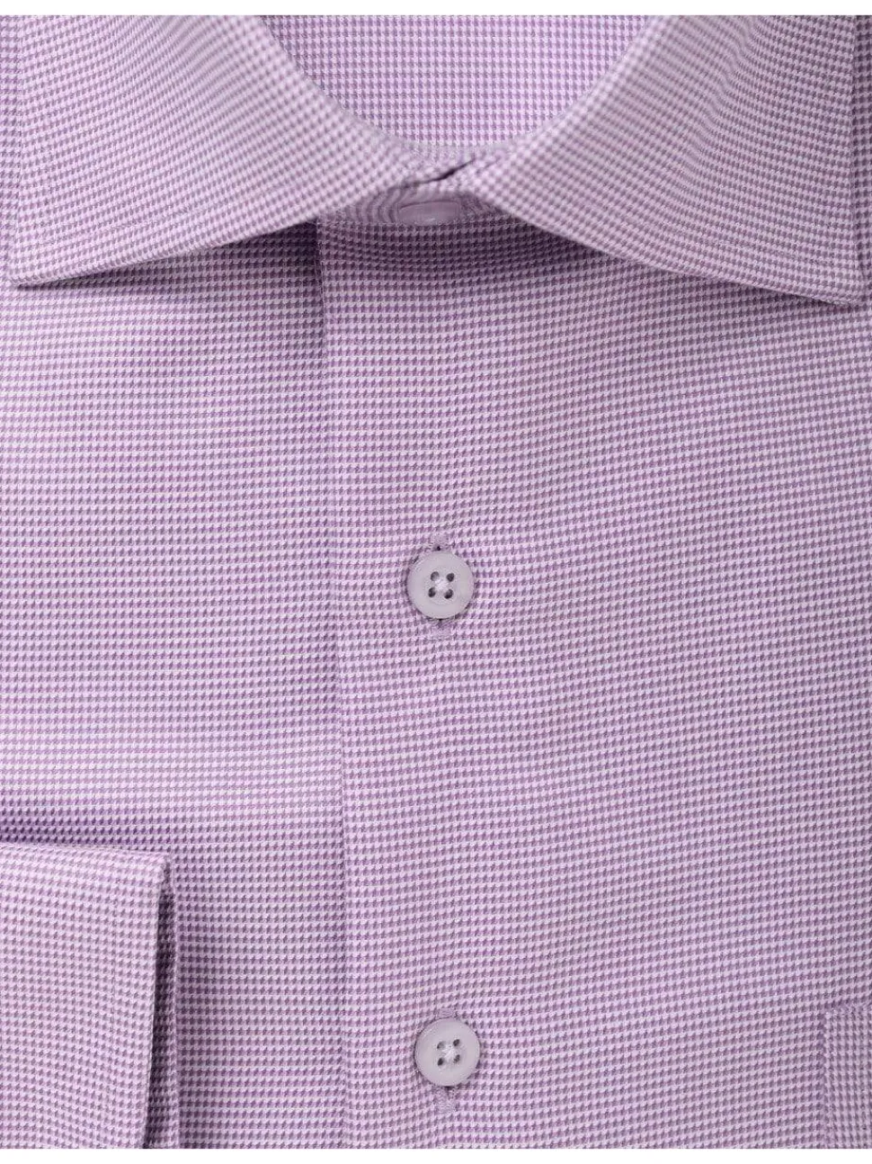 Mens 100% Cotton Purple Houndstooth Spread Collar Wrinkle Free Dress Shirt