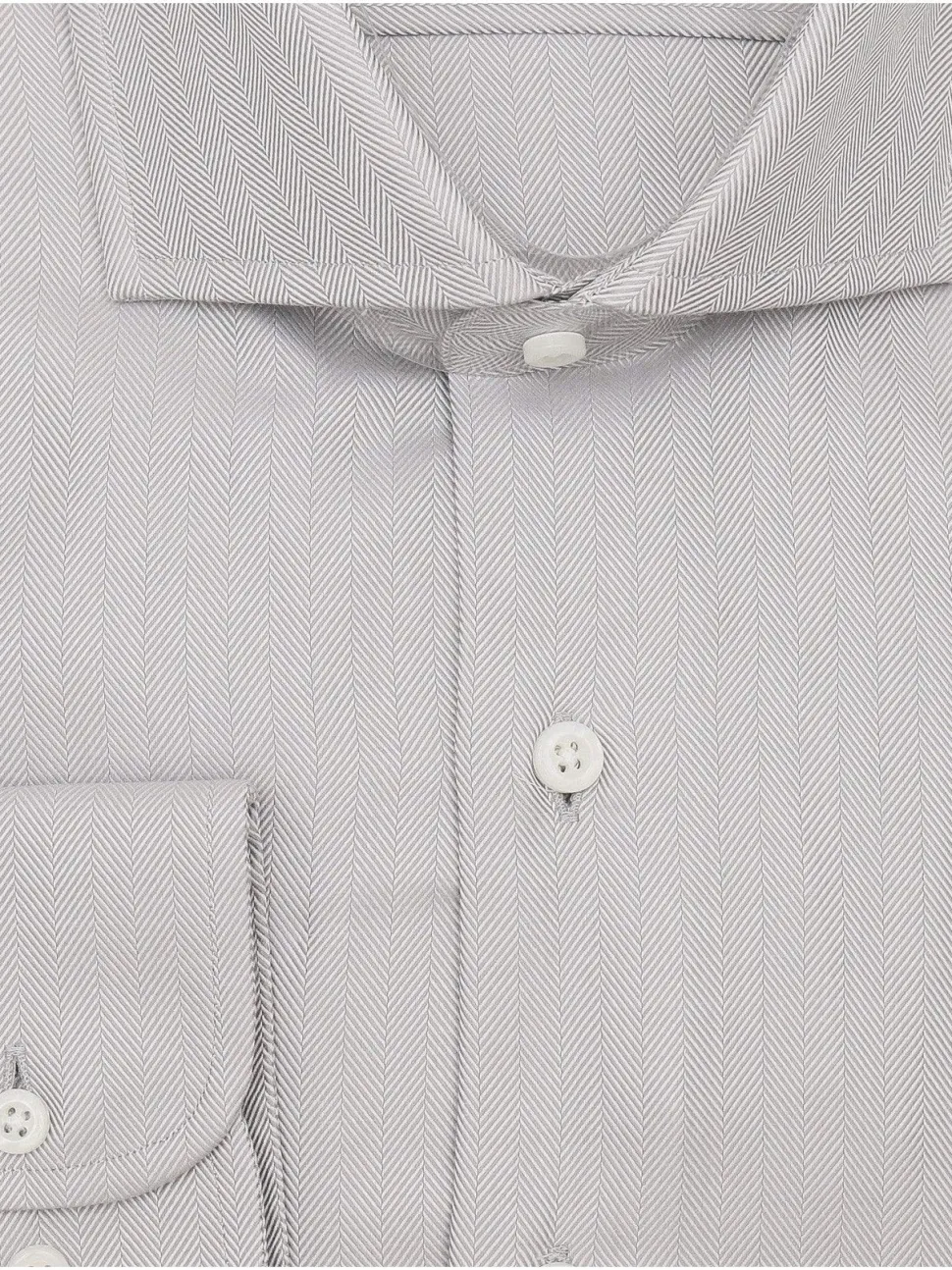 Mens Cotton Solid Gray Slim Fit Spread Collar Wrinkle Free Dress Shirt