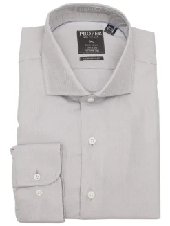 Mens Cotton Solid Gray Slim Fit Spread Collar Wrinkle Free Dress Shirt