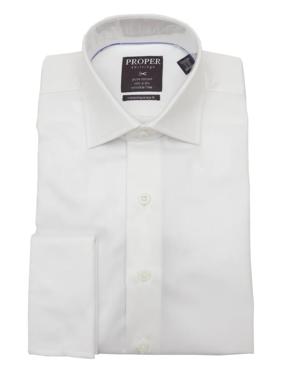 Mens Cotton Solid White Slim Fit Spread Collar Wrinkle Free Dress Shirt