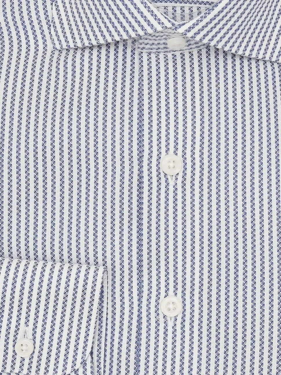 Mens Cotton White & Blue Striped Slim Fit Spread Collar Dress Shirt