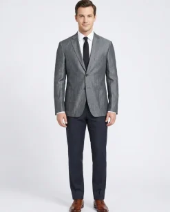 Men's DKNY Classic Fit Gray Half Lined Lightweight Linen Summer Blazer Sportcoat