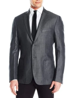 Men's DKNY Classic Fit Gray Half Lined Lightweight Linen Summer Blazer Sportcoat