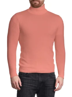 Men's Dusty Rose Pullover Cotton Blend Turtleneck Sweater