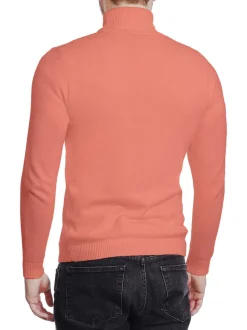 Men's Dusty Rose Pullover Cotton Blend Turtleneck Sweater