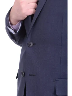 Mens Extra Slim Fit Blue Textured Two Button Wool Suit