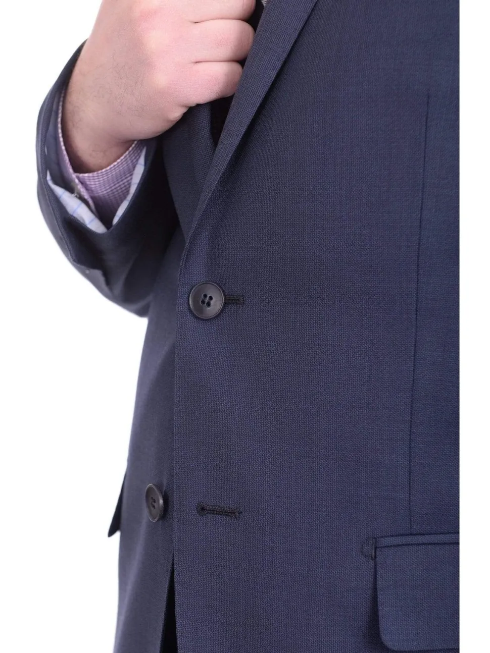 Mens Extra Slim Fit Blue Textured Two Button Wool Suit