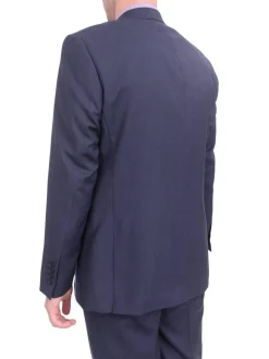 Mens Extra Slim Fit Blue Textured Two Button Wool Suit