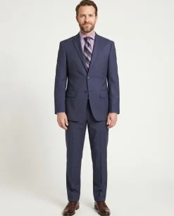 Mens Extra Slim Fit Blue Textured Two Button Wool Suit