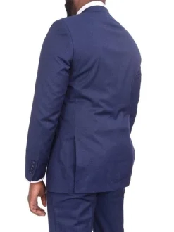 Mens Extra Slim Fit Blue Textured Two Button Wool Blend Suit