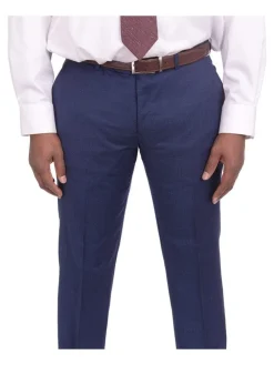 Mens Extra Slim Fit Blue Textured Two Button Wool Blend Suit