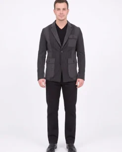 Mens Extra Slim Fit Napoli Gray Patchwork Unlined Unstructured Wool Sportcoat