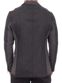 Mens Extra Slim Fit Napoli Gray Patchwork Unlined Unstructured Wool Sportcoat