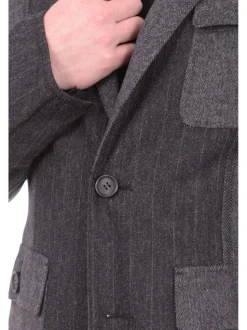 Mens Extra Slim Fit Napoli Gray Patchwork Unlined Unstructured Wool Sportcoat