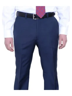 Mens Extra Slim Fit Solid Heather Blue Two Button Wool Suit