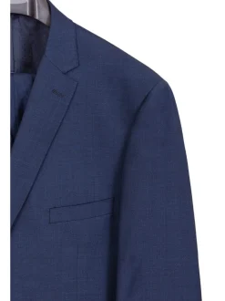 Mens Extra Slim Fit Solid Heather Blue Two Button Wool Suit