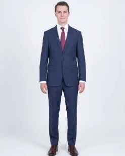 Mens Extra Slim Fit Solid Heather Blue Two Button Wool Suit