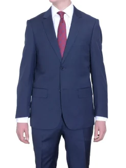 Mens Extra Slim Fit Solid Heather Blue Two Button Wool Suit