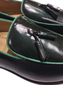 Men’s Hunter Green Leather Tassel Loafers