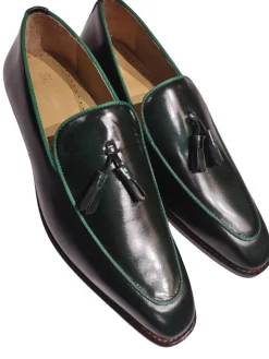 Men’s Hunter Green Leather Tassel Loafers