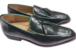 Men’s Hunter Green Leather Tassel Loafers